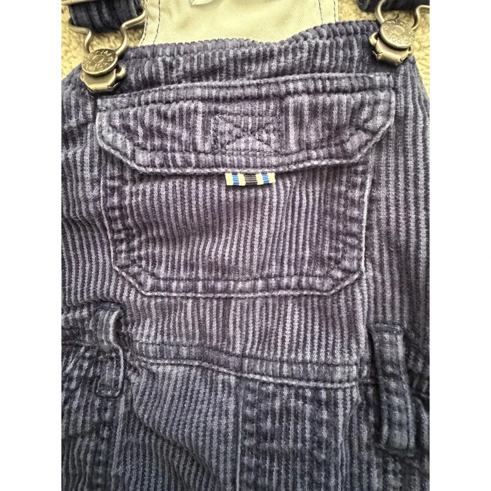 Baby Boden Kids Navy Blue Corduroy Overalls Striped Lining Dungarees 18/24 mo